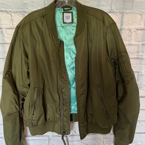 Gap large olive Green satin bomber jacket - Picture 4 of 6